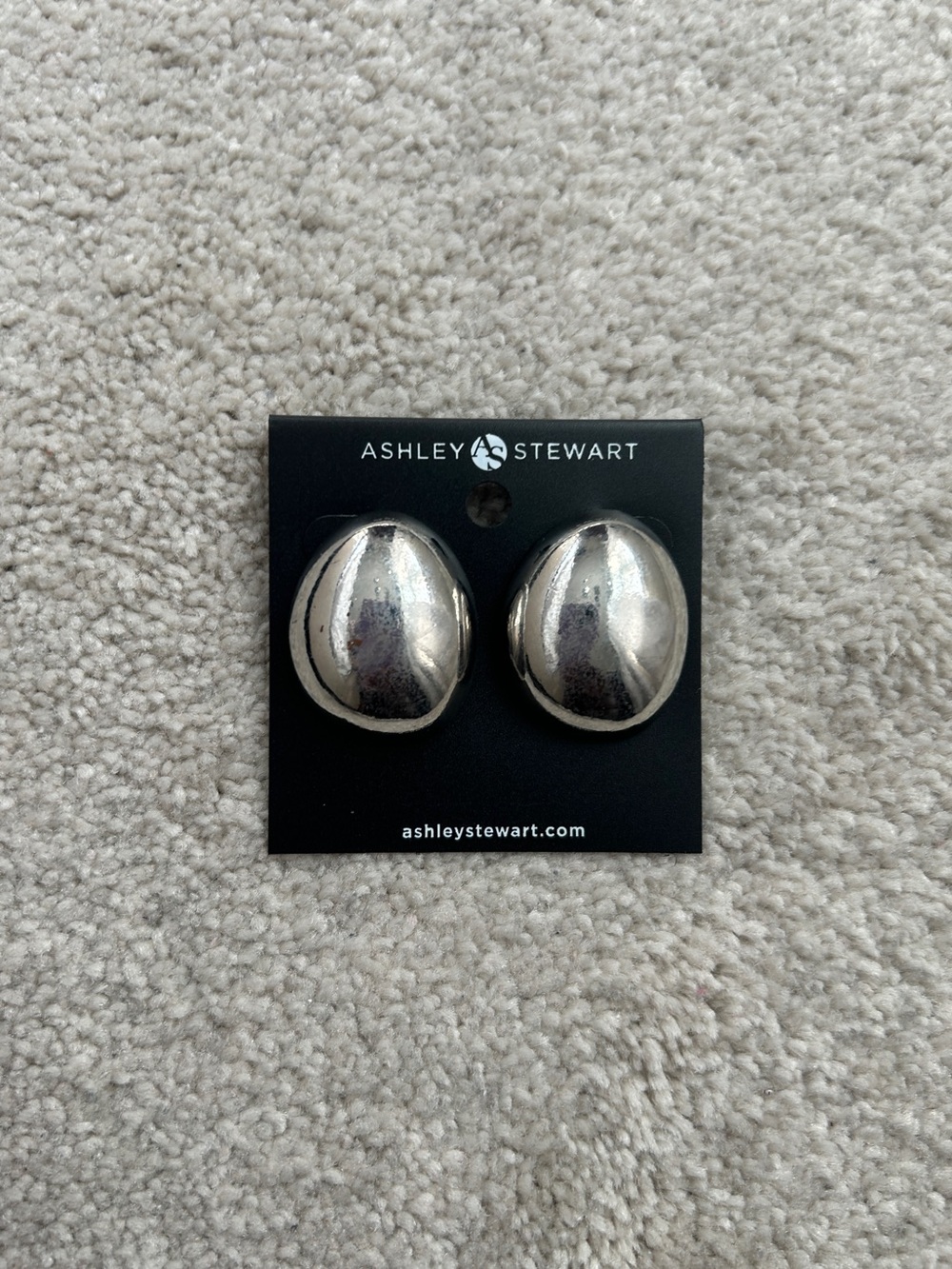 Ashley Stewart Silver Dome Stud Earrings